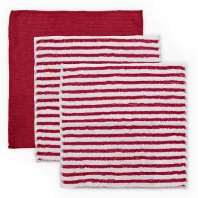 Kit Pano Multiuso Enxuga E Limpa Microfibra 3 Pçs Vermelho