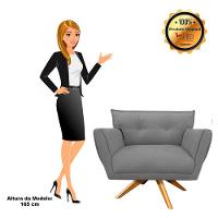 Kit 02 Poltronas Giratória Anitta Suede Base Madeira Grafite - 6