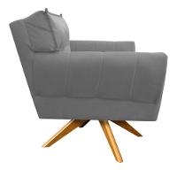 Kit 02 Poltronas Giratória Anitta Suede Base Madeira Grafite - 7