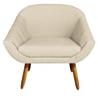 Kit 02 Poltronas Giovana Linho Areia A27 Pés Palito Castanho