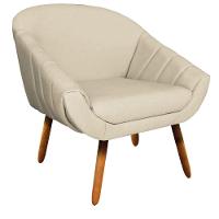 Kit 02 Poltronas Giovana Linho Areia A27 Pés Palito Castanho - 7