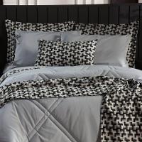 Kit De Peseira Estampada Áquila C/ Almofada 04pçs - Tecido Jacquard Cinza - 1