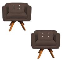 Kit 02 Poltronas Giratória Julia Marrom - 1