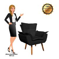 Kit 02 Poltronas Opala Com 01 Puff Opala Suede Preto - 5