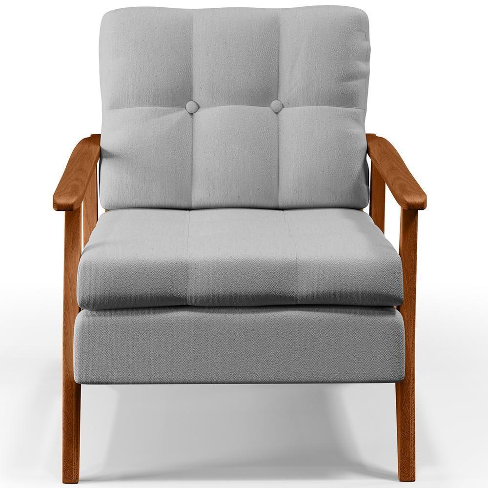 Kit 02 Poltronas Encosto Ripado Emília B04 Linho Cinza - 5