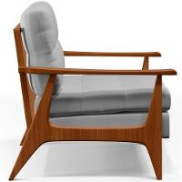 Kit 02 Poltronas Encosto Ripado Emília B04 Linho Cinza