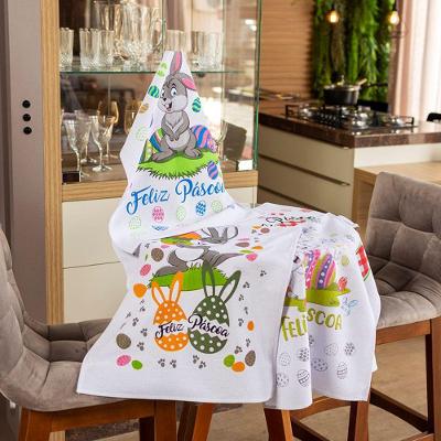 Pano De Prato Pascoa 50Cmx70Cm Estampado 3Und. Branco