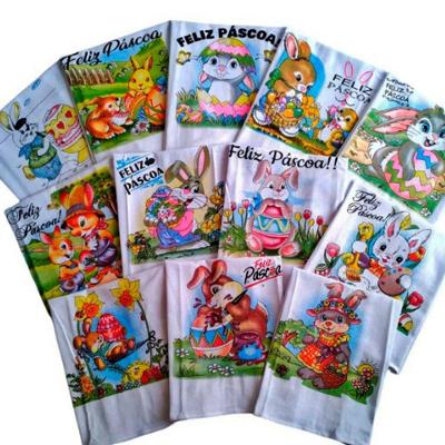 Pano De Prato Pascoa C/ Glitter 0,45 X 0,71Cm 2Und Branco