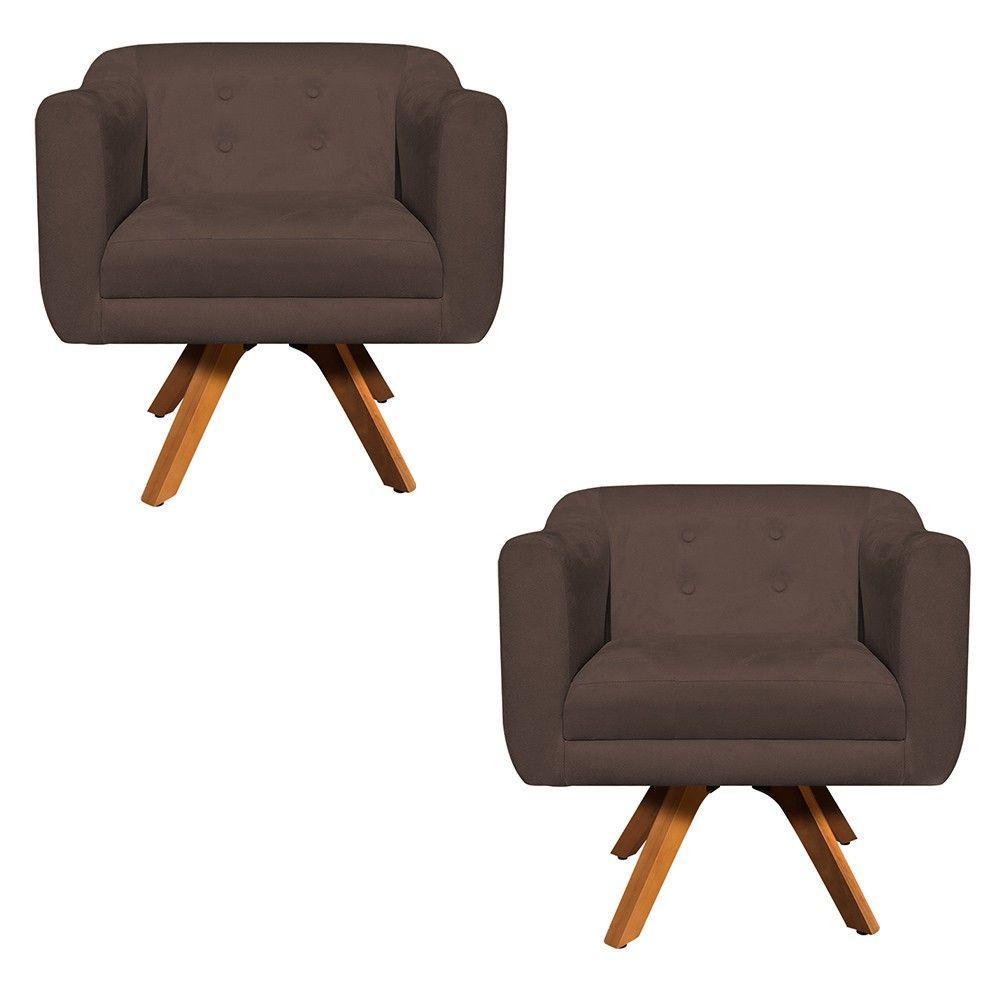 Kit 02 Poltronas Giratória Julia Marrom - 2