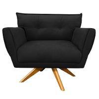 Kit 02 Poltronas Giratória Anitta Suede Base Madeira Preto - 13