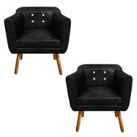 Kit 02 Poltronas Julia Corano Preto Strass - 1