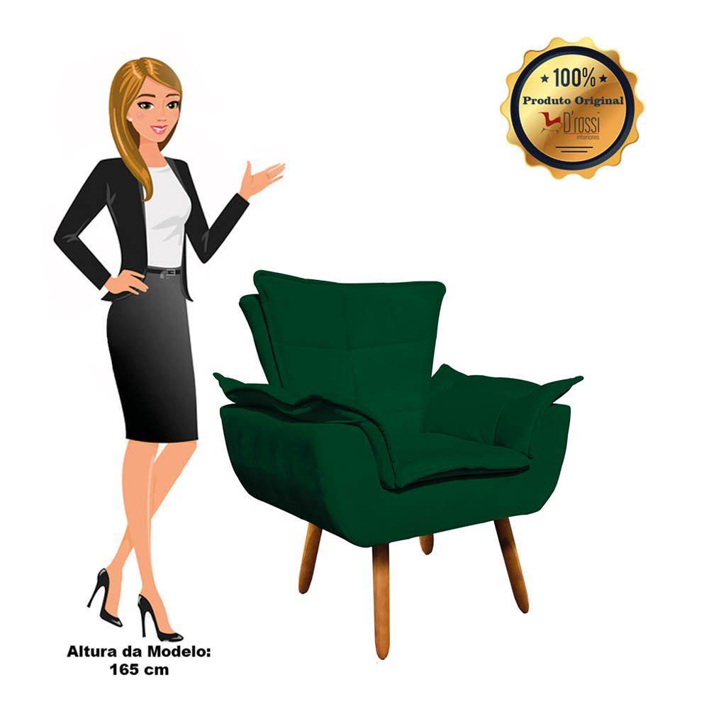 Kit 02 Poltronas Opala Com 01 Puff Opala Suede Verde - 5