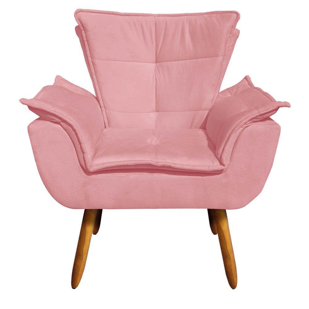 Kit 02 Poltronas Opala Com 01 Puff Opala Suede Rose - 8