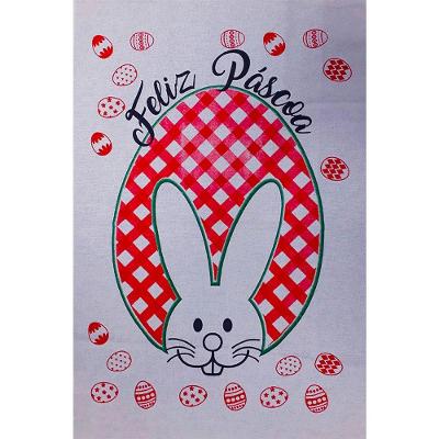 Pano De Prato Pascoa 50Cmx70Cm Estampado Coelho 0B Branco