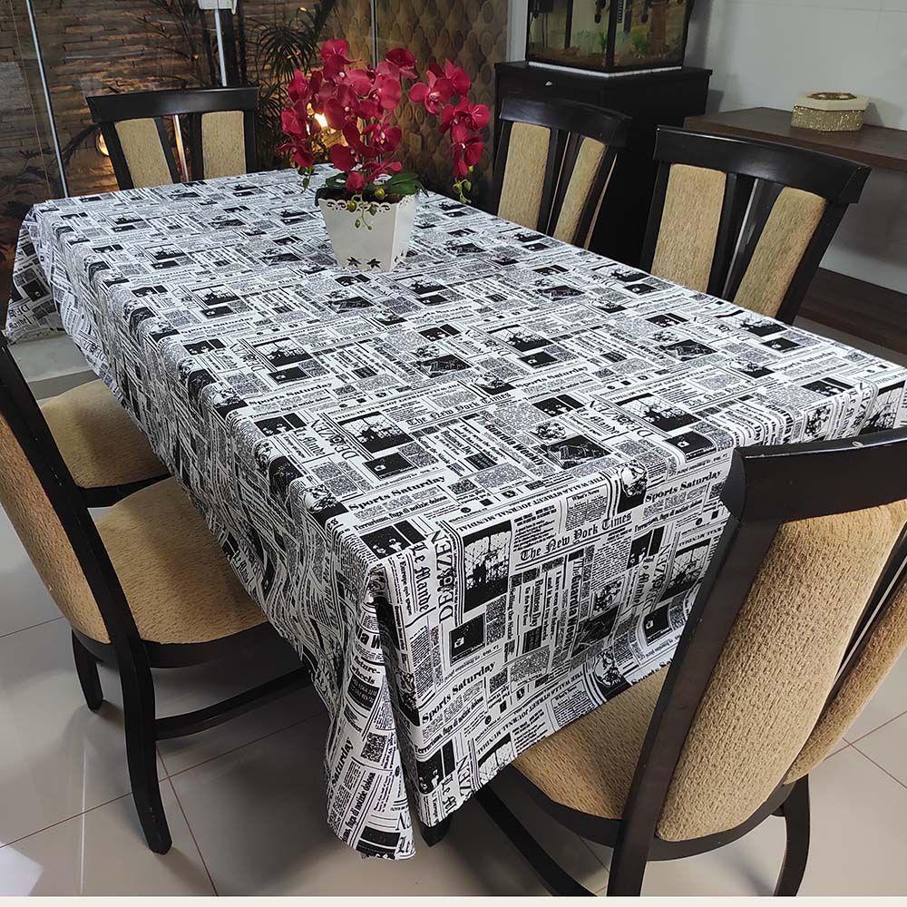 Toalha De Mesa Térmica Impermeável 1,50M X 2,50M Para Mesa 6 A 8 Cadeiras - Jornal - 1