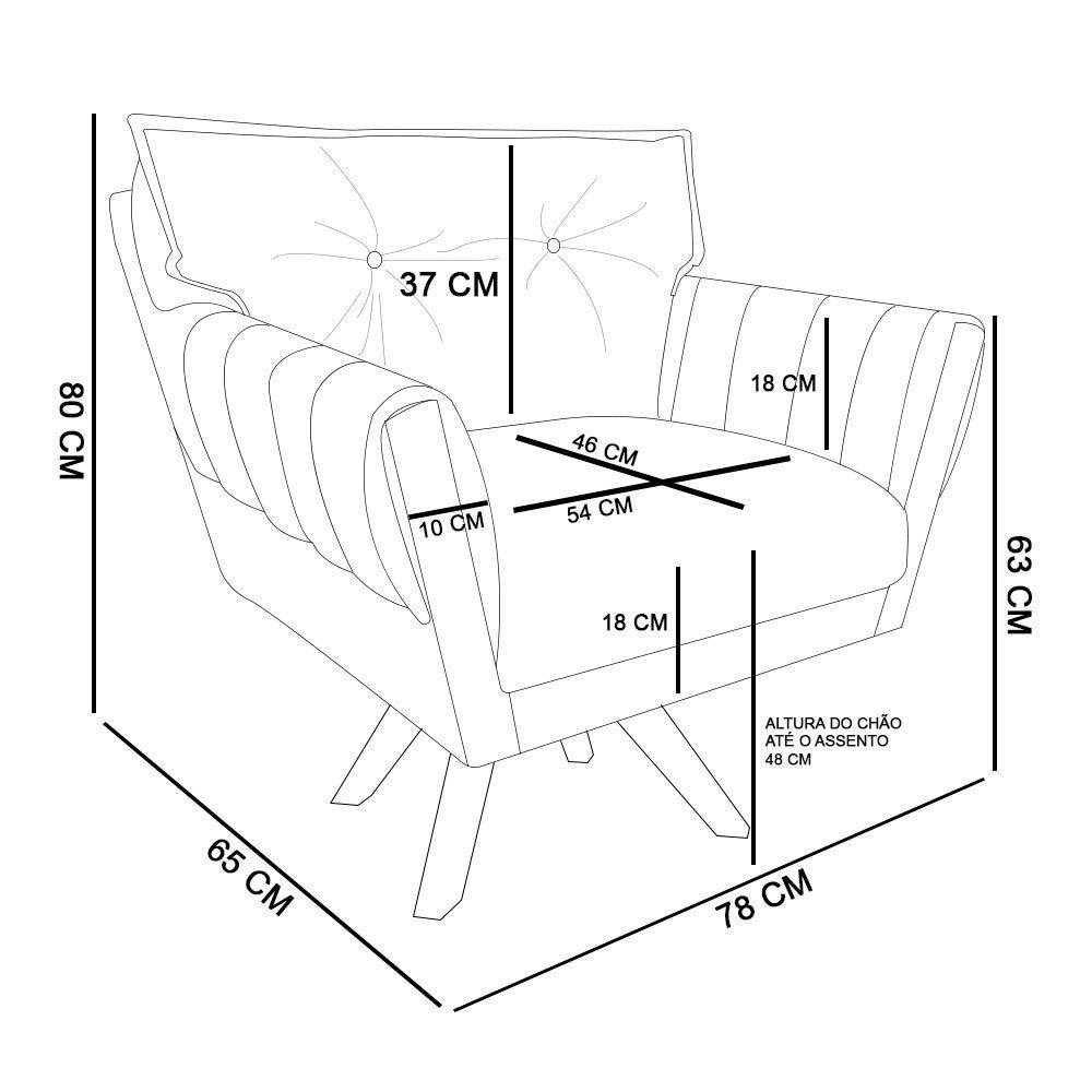 Kit 1 Namoradeira e 1 Poltrona Giratória Anitta Suede Bege - 6