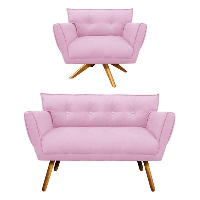 Kit 1 Namoradeira e 1 Poltrona Giratória Anitta Rosa Bebê