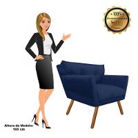 Kit 1 Namoradeira e 1 Poltrona Anitta Suede Azul Marinho - 7