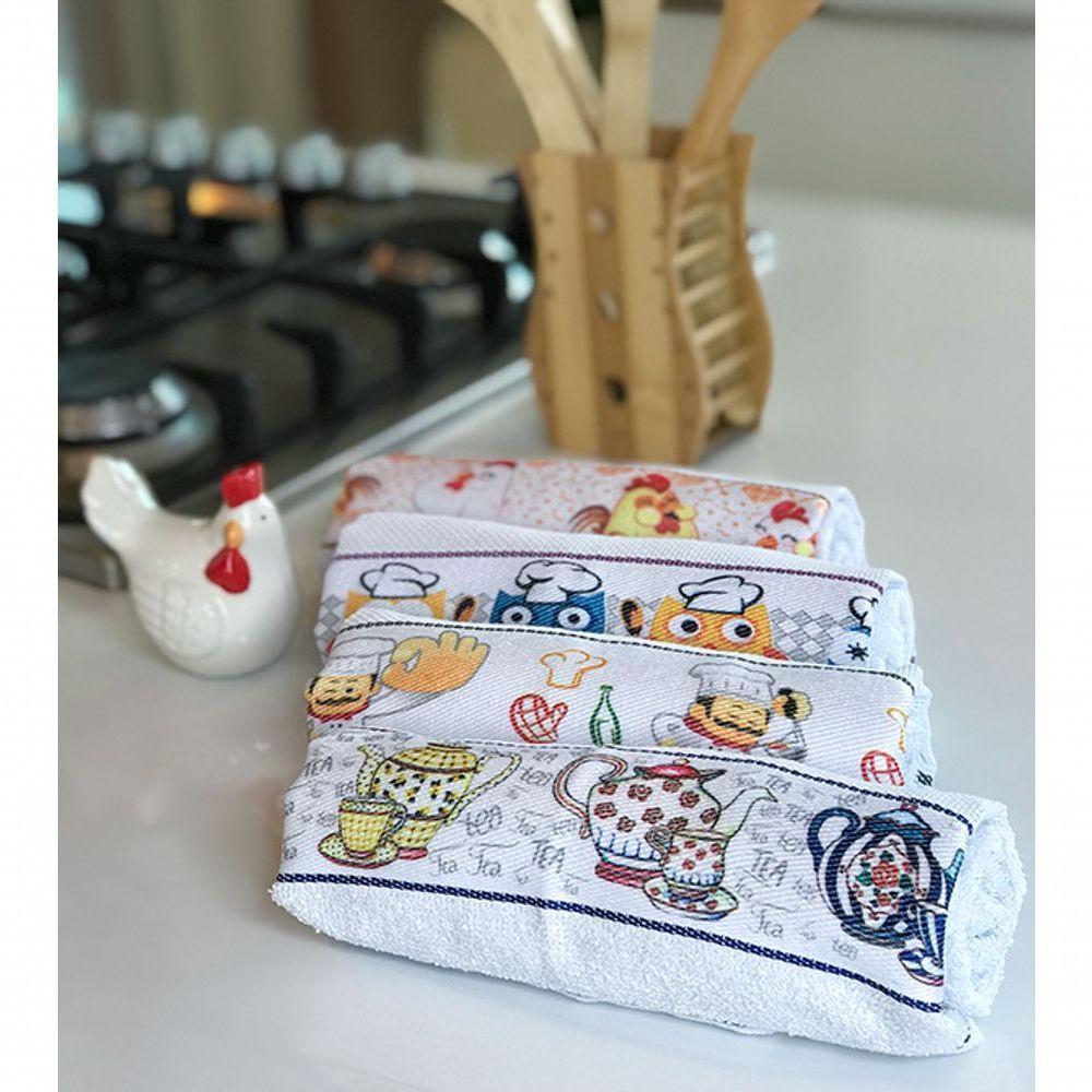 Kit 10 Pano De Prato Atoalhados Pano De Copa 100% Algodão - 4