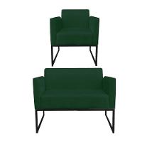 Kit 1 Namoradeira e 1 Poltrona Marisa Suede Verde - Drossi - 1