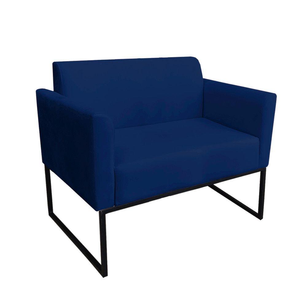 Kit 1 Namoradeira e 1 Poltrona Marisa Suede Azul Marinho - 4