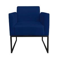 Kit 1 Namoradeira e 1 Poltrona Marisa Suede Azul Marinho - 6