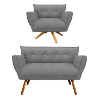 Kit 1 Namoradeira e 1 Poltrona Giratória Anitta Grafite - 1