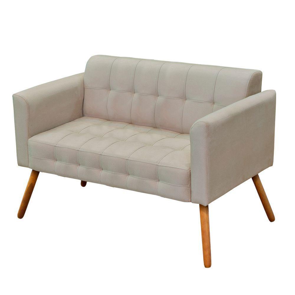 Kit 1 Namoradeira e 1 Poltrona Giratória Elisa Suede Bege - 2