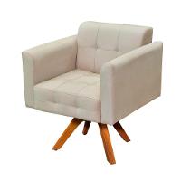 Kit 1 Namoradeira e 1 Poltrona Giratória Elisa Suede Bege - 3