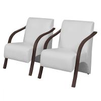 Kit 2 Poltrona Vênus 1 Lugar Pé Madeira Dsalla Corino Branco - 1