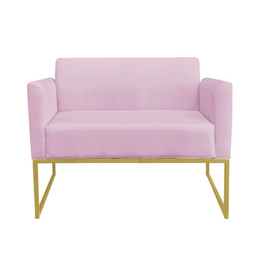 Kit 1 Namoradeira e 1 Poltrona Marisa Suede Rosa Bebê - 5