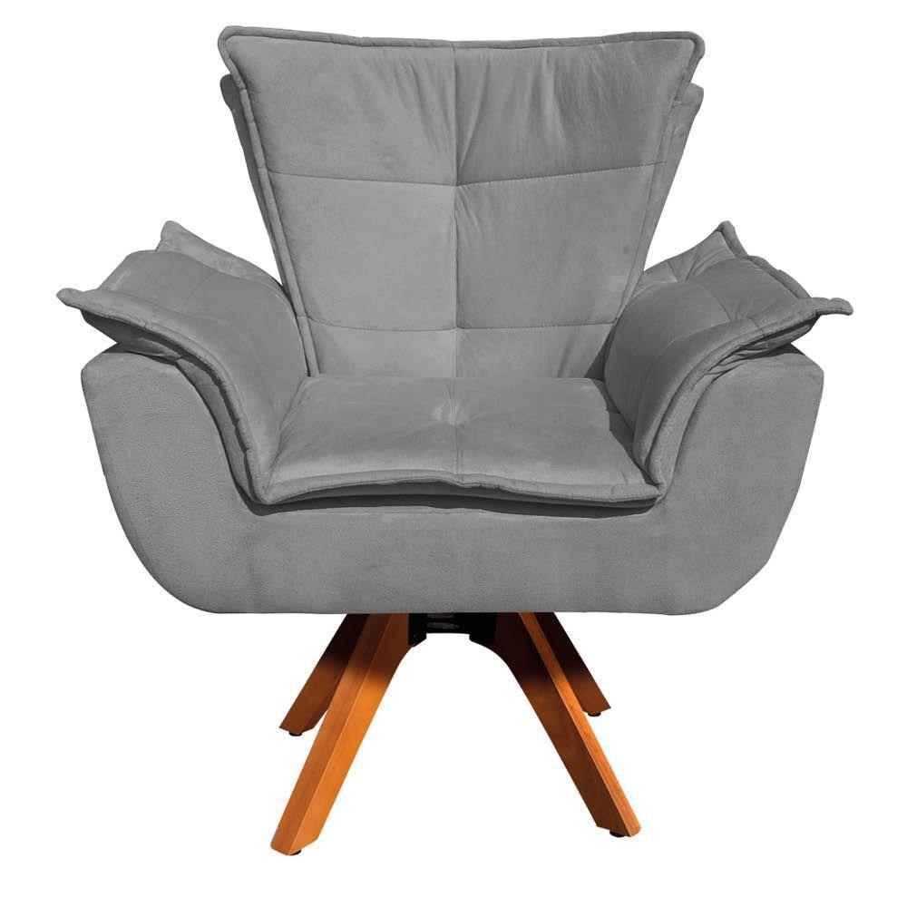 Kit 1 Namoradeira e 1 Poltrona Giratória Opala Suede Grafite - 5