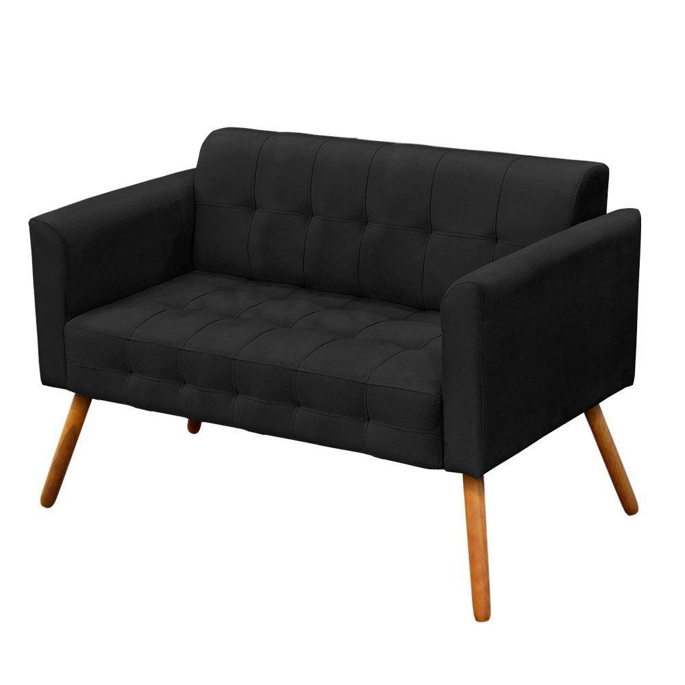 Kit 1 Namoradeira e 2 Poltronas Elisa Suede Preto - Drossi - 3