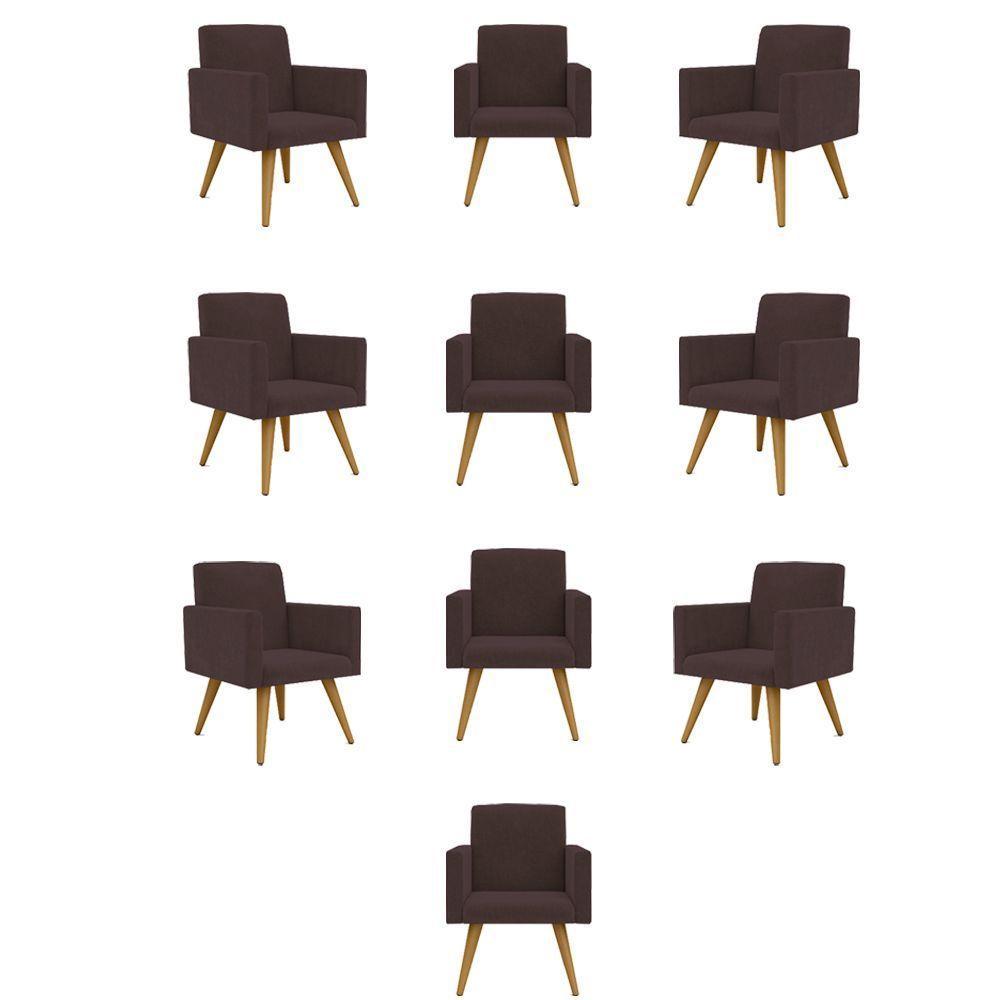 Kit 10 Poltronas Quarto, Sala, Escritorio marrom - 1