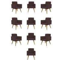 Kit 10 Poltronas Quarto, Sala, Escritorio marrom - 1