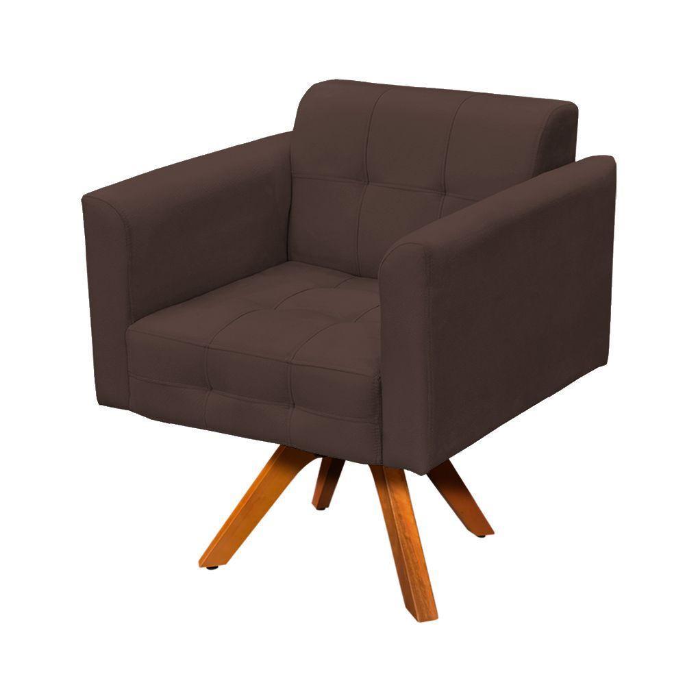 Kit 1 Namoradeira e 1 Poltrona Giratória Elisa Suede Marrom - 8