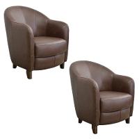 Kit 2 Poltronas Kairós com Pés Madeira Couro Caramelo - 1