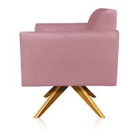 Kit 2 Poltronas Giratória Marisa Suede Base Madeira Rose - 7