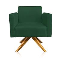 Kit 2 Poltronas Giratória Marisa Suede Base Madeira Verde - 3