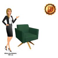 Kit 2 Poltronas Giratória Marisa Suede Base Madeira Verde - 6