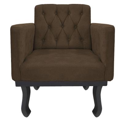 Kit 2 Poltronas Classic Pés Luís Xv Suede Marrom Adj Decor