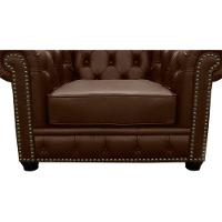 Kit 2 Poltronas Chesterfield com Pés Madeira Couro Capucino