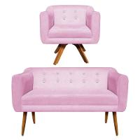 Kit Namoradeira E 01 Poltrona Giratória Julia Rosa Bebê - 1