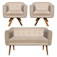 Kit Namoradeira 2 Lugares E 2 Poltronas Julia Bege - 1