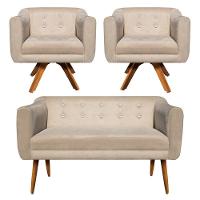 Kit Namoradeira 2 Lugares E 2 Poltronas Julia Bege - 1