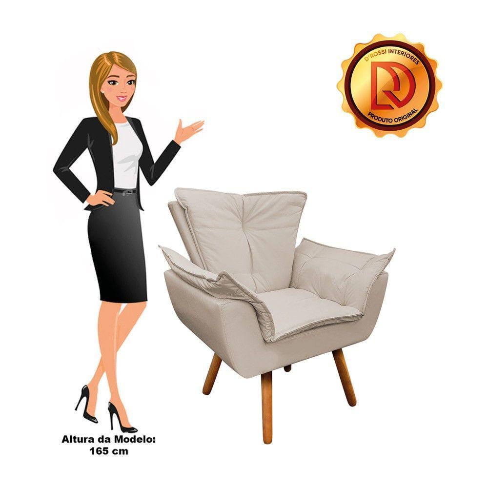 Kit Poltrona Opala Com Puff Pés Palito Castanho D´rossi - 7