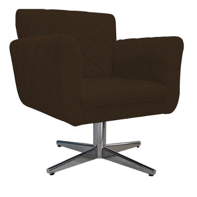 Poltrona Atenas Base Giratória de Metal Suede Marrom
