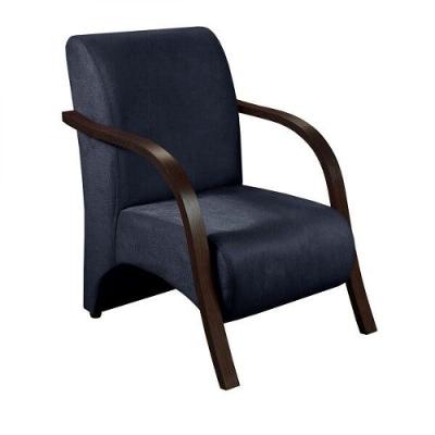 Poltrona Decorativa 1 Lugar Braço Madeira Confortável Azul
