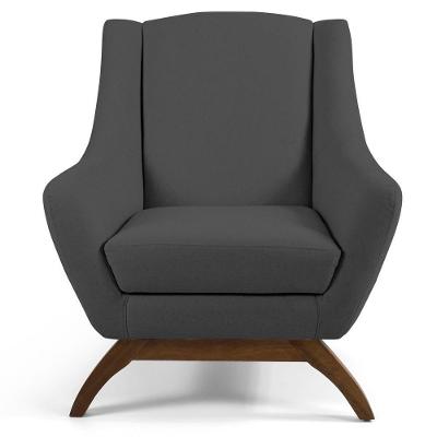 Poltrona Fixa Juliet D02 Veludo Cinza Lyam Decor