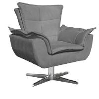 Poltrona Giratória Opala Suede Grafite Base Estrela Cromada - 1